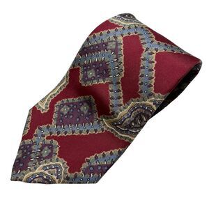 Christian Dior Tie Men's Necktie Silk Maroon Paisley Made in USA